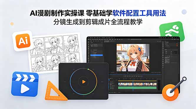 AI漫剧制作实操课 零基础学软件配置工具用法 分镜生成到剪辑成片全流程教学-好运多多