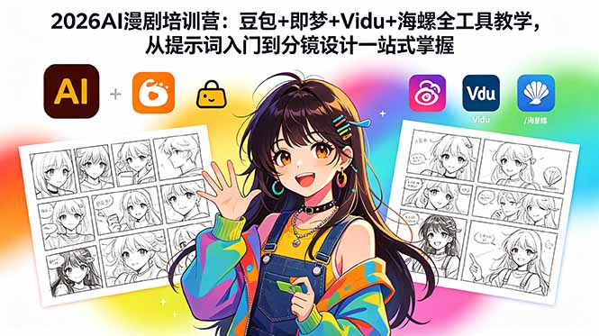 2026AI漫剧培训营:豆包+即梦+Vidu+海螺全工具教学,从提示词入门到分镜设计一站式掌握-好运多多
