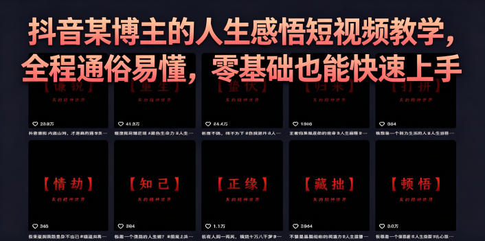 抖音某博主的灰太狼人生感悟短视频教学,全程通俗易懂,零基础也能快速上手-好运多多