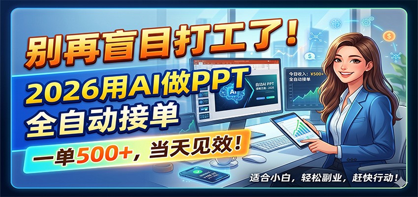 别再盲目打工了！2026用AI做PPT全自动接单，一单5张+，当天见效！-好运多多