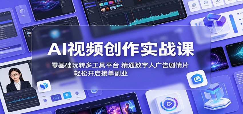 AI视频创作实战课：零基础玩转多工具平台，精通数字人广告、剧情片，轻松开启接单副业-好运多多