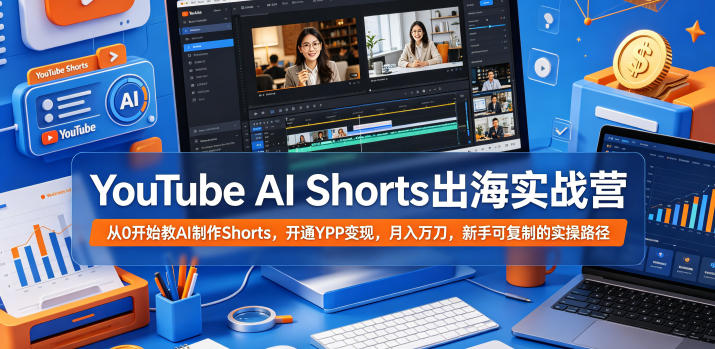YouTube AI Shorts出海实战营，从0开始教AI制作Shorts，开通YPP变现，月入万刀，新手可复制的实操路径-好运多多