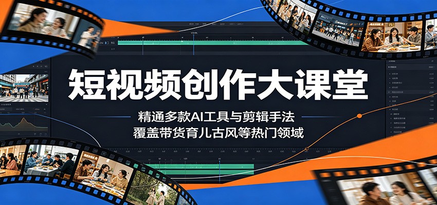 短视频创作大课堂:精通多款AI工具与剪辑手法,覆盖带货、育儿、古风等热门领域-好运多多