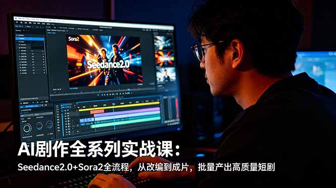 AI剧作全系列实战课:Seedance2.0+Sora2全流程,从改编到成片,批量产出高质量短剧-好运多多