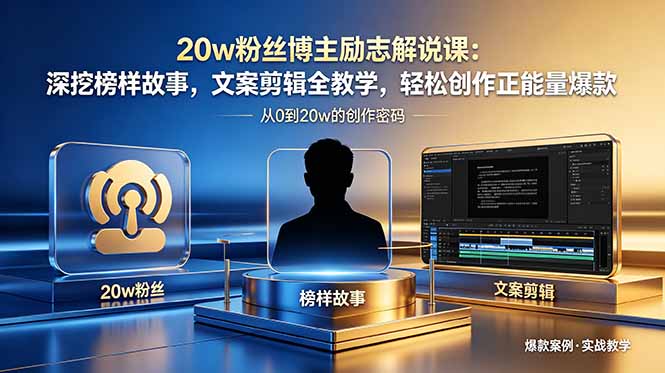 20w粉丝博主励志解说课:深挖榜样故事,文案剪辑全教学,轻松创作正能量爆款-好运多多