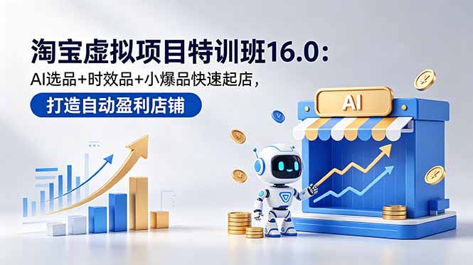 淘宝虚拟项目特训班16.0:AI选品+时效品+小爆品快速起店,打造自动盈利店铺-好运多多