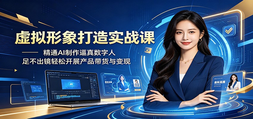 虚拟形象打造实战课:精通AI制作逼真数字人,足不出镜轻松开展产品带货与变现-好运多多