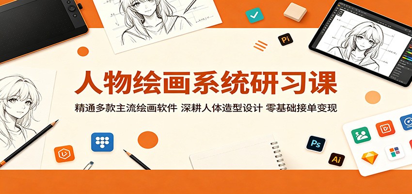人物绘画系统研习课:精通多款主流绘画软件,深耕人体造型设计,零基础接单变现-好运多多