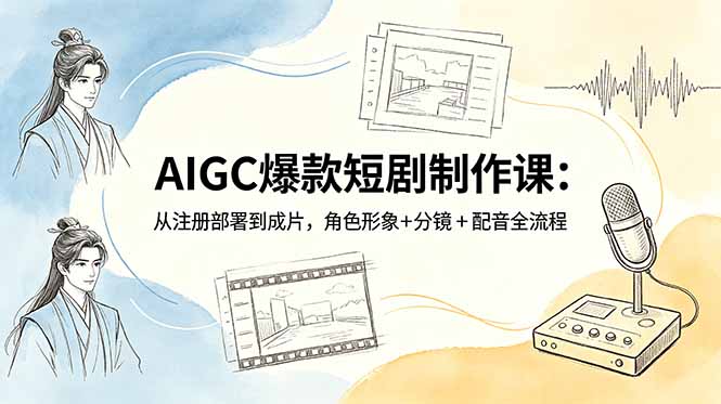 AIGC爆款短剧制作课:从注册部署到成片,角色形象+分镜+配音全流程-好运多多