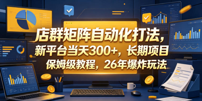 店群矩阵自动化打法，新平台当天300+，长期项目，保姆级教程，26年爆炸玩法【揭秘】-好运多多