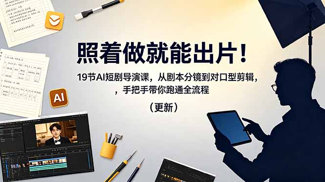 照着做就能出片！19节AI短剧导演课，从剧本分镜到对口型剪辑，手把手带你跑通全流程(更新-好运多多
