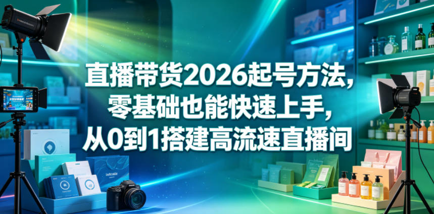 直播带货2026起号方法，零基础也能快速上手，从0到1搭建高流速直播间-好运多多