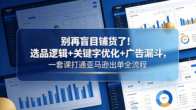 别再盲目铺货了!选品逻辑+关键字优化+广告漏斗,一套课打通亚马逊出单全流程-好运多多