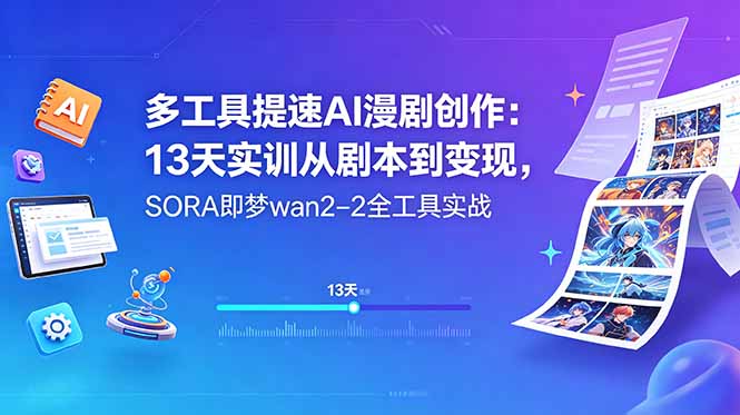多工具提速AI漫剧创作:13天实训从剧本到变现,SORA即梦wan2-2全工具实战-好运多多