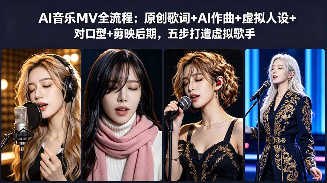 AI音乐MV全流程:原创歌词+AI作曲+虚拟人设+对口型+剪映后期,五步打造虚拟歌手-好运多多