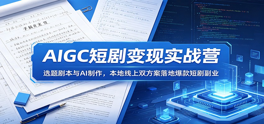 AIGC短剧变现实战营:选题剧本与AI制作,本地线上双方案落地爆款短剧副业-好运多多