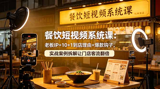 餐饮短视频系统课:老板IP+10+1到店理由+爆款钩子,实战案例拆解让门店客流翻倍-好运多多