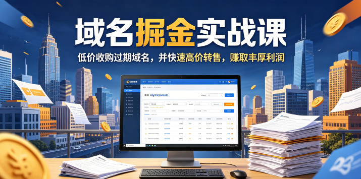 域名交易掘金实战课,低价收购过期域名,并快速高价转售,賺取丰厚利润【原创双语字幕】-好运多多