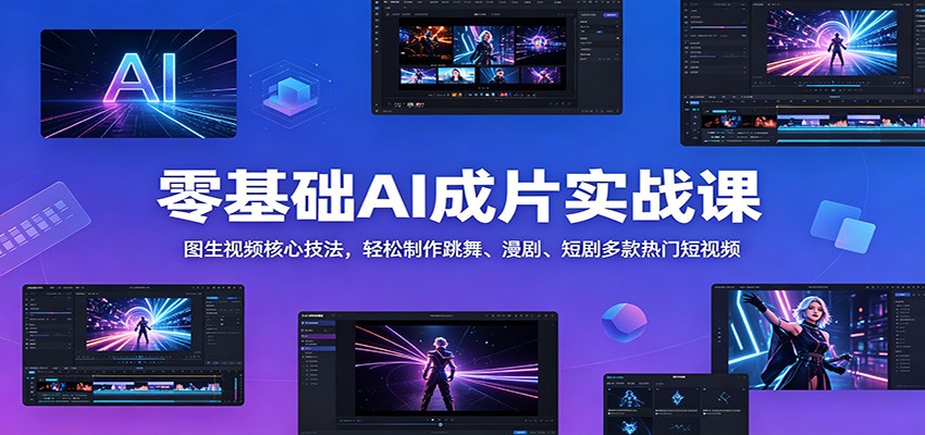 零基础AI成片实战课：图生视频核心技法，轻松制作跳舞、漫剧、短剧多款热门短视频-好运多多