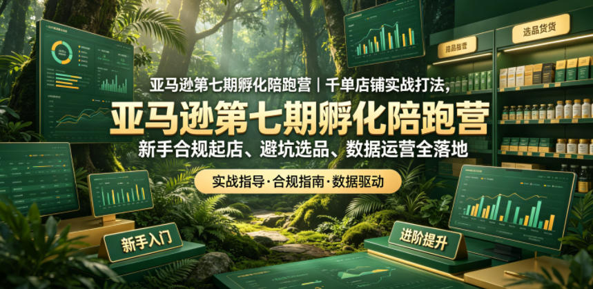 亚马逊第七期孵化陪跑营｜千单店铺实战打法，新手合规起店、避坑选品、数据运营全落地-好运多多