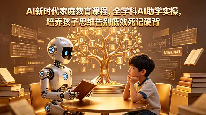 AI新时代家庭教育课程，全学科AI助学实操，培养孩子思维告别低效死记硬背-好运多多