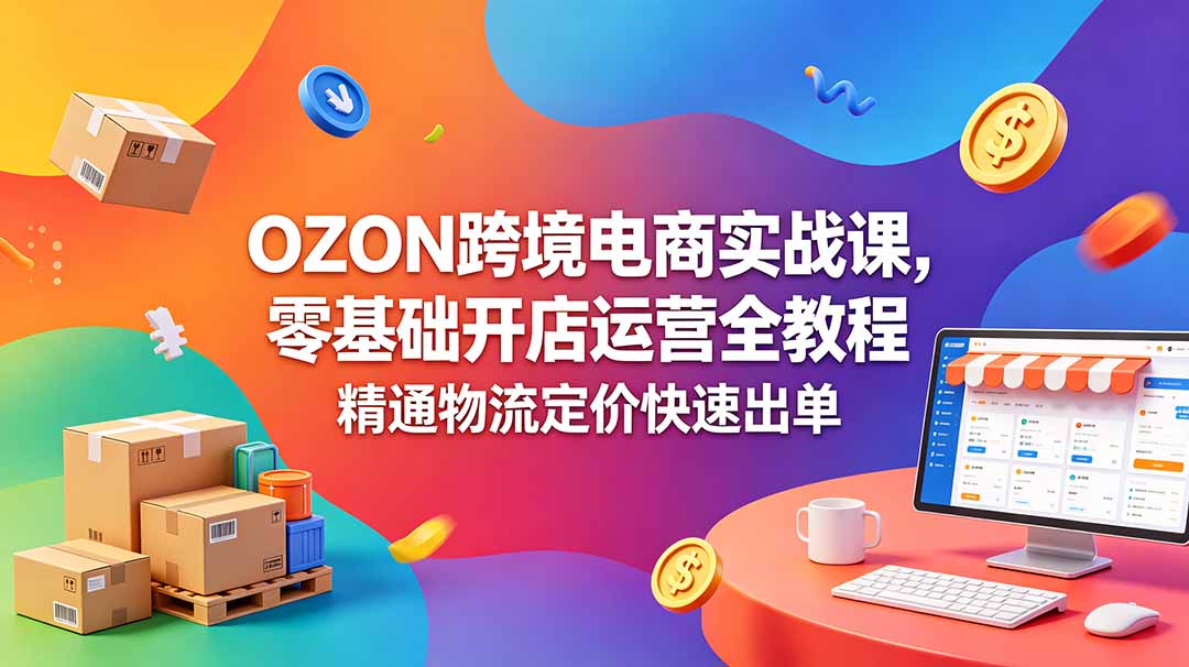 OZON 跨境电商实战课,零基础开店运营全教程,精通物流定价快速出单-好运多多