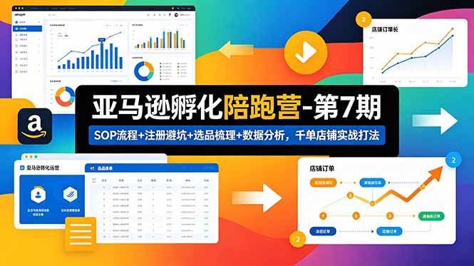 亚马逊孵化陪跑营-第7期:SOP流程+注册避坑+选品梳理+数据分析,千单店铺实战打法-好运多多