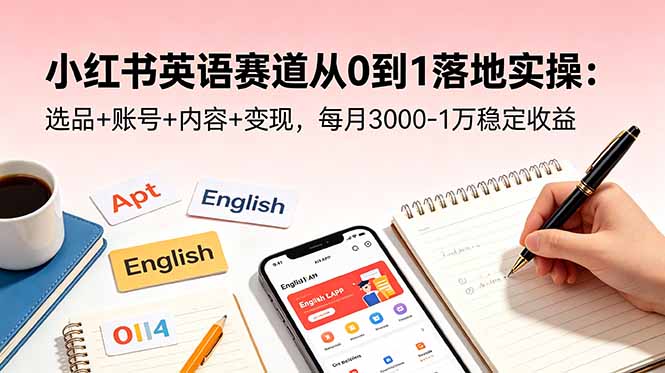 小红书英语赛道从0到1落地实操:选品+账号+内容+变现,每月3000-1万稳定收益-好运多多