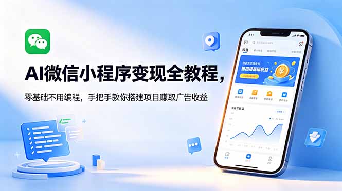 AI微信小程序变现全教程,零基础不用编程,手把手教你搭建项目赚取广告收益-好运多多