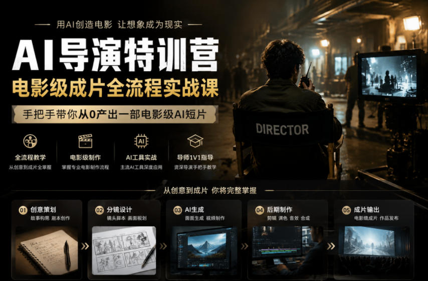 AI导演特训营,电影级成片全流程实战课,手把手带你从0产出一部电影级AI短片-好运多多