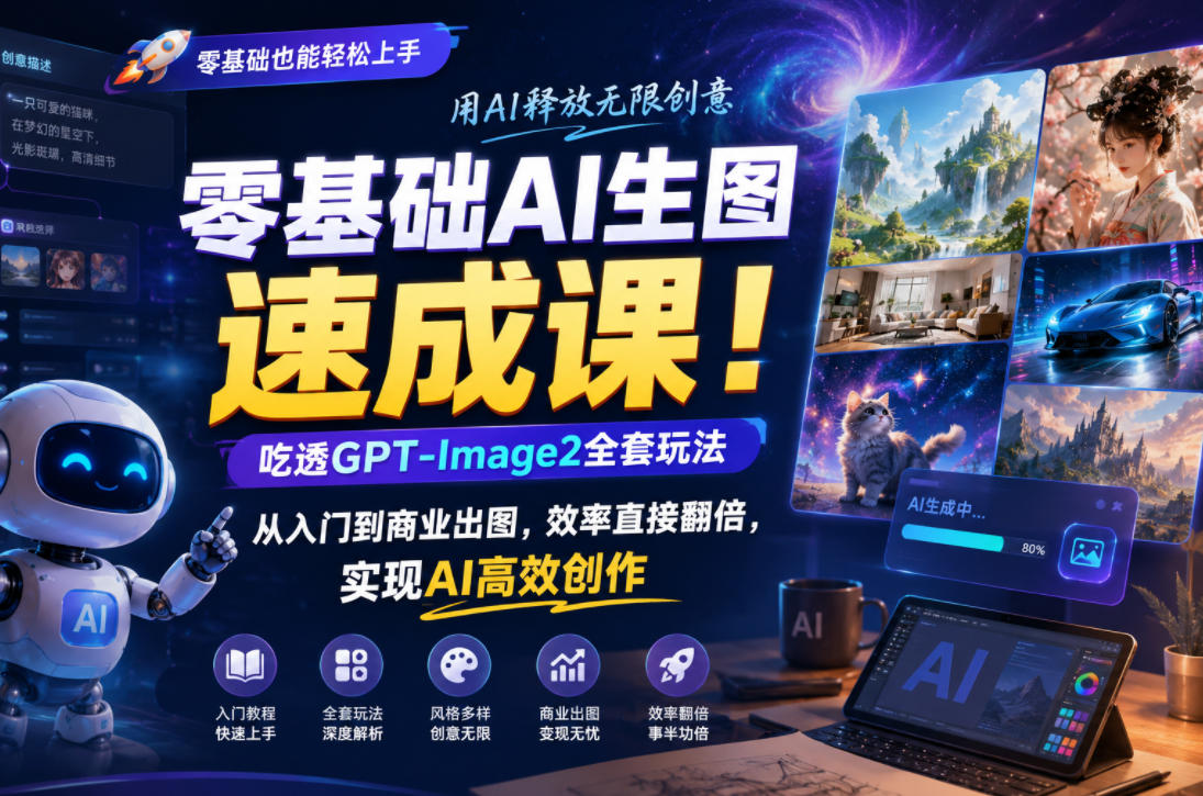 零基础AI生图速成课!吃透GPT-Image2全套玩法,从入门到商业出图,效率直接翻倍,实现AI高效创作-好运多多