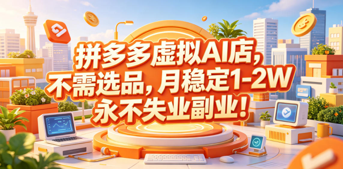 拼多多虚拟AI店,不需选品,月稳定1-2W,永不失业副业!【揭秘】-好运多多