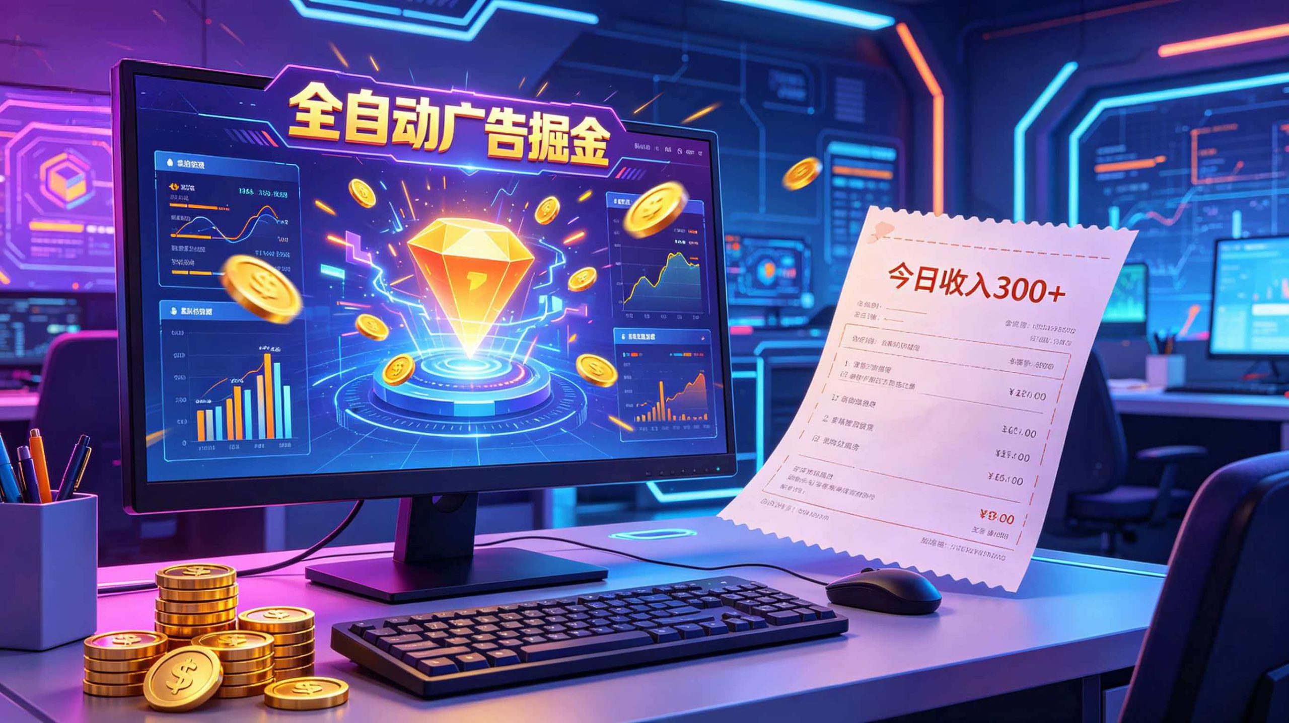 全自动广告掘金,日入300+。全程Ai自动化运行,解放双手,时间自由。收益稳定-好运多多