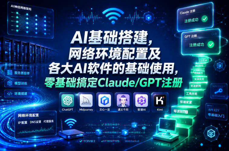 AI基础搭建,网络环境配置及各大AI软件的基础使用,零基础搞定Claude/GPT注册-好运多多