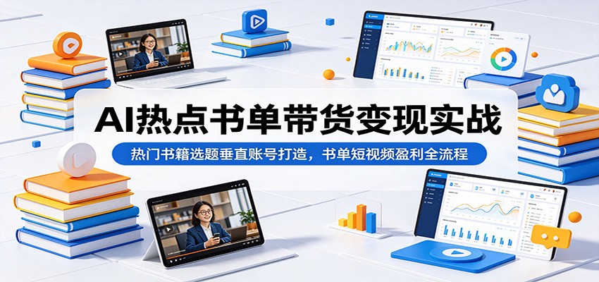 AI热点书单带货变现实战:热门书籍选题垂直账号打造,书单短视频盈利全流程-好运多多