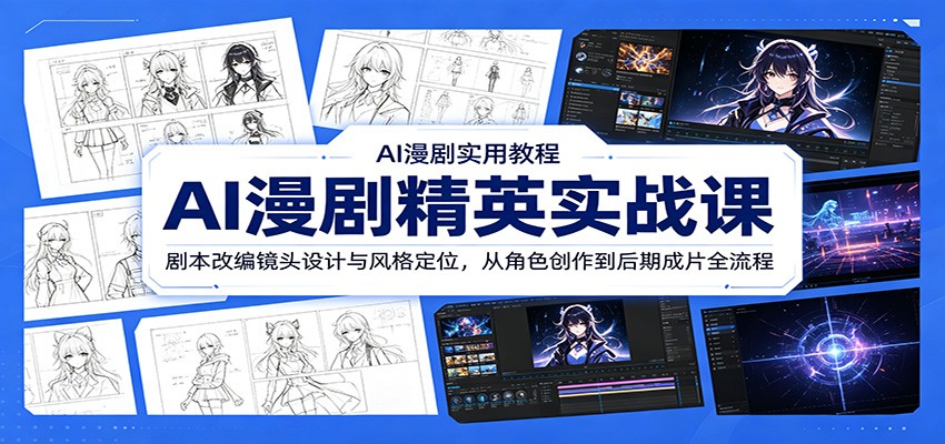 AI漫剧精英实战课：剧本改编镜头设计与风格定位，从角色创作到后期成片全流程-好运多多