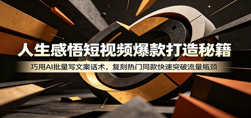 人生感悟短视频爆款打造秘籍：巧用A 批量写文案话术，复刻热门同款快速突破流量瓶颈-好运多多
