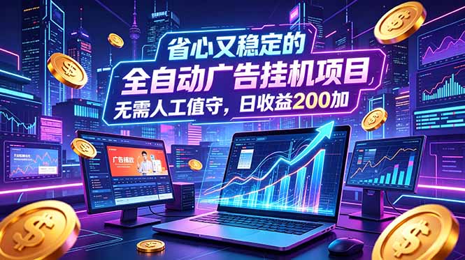 全自动广告挂机项目，全程无需人工值守。稳定创收每日收益200+-好运多多