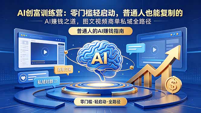 AI创富训练营:零门槛轻启动,普通人也能复制的AI赚钱之道,图文视频商单私域全路径-好运多多