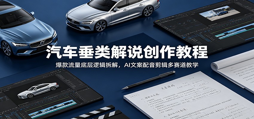 汽车垂类解说创作教程：爆款流量底层逻辑拆解，AI文案配音剪辑多赛道教学-好运多多