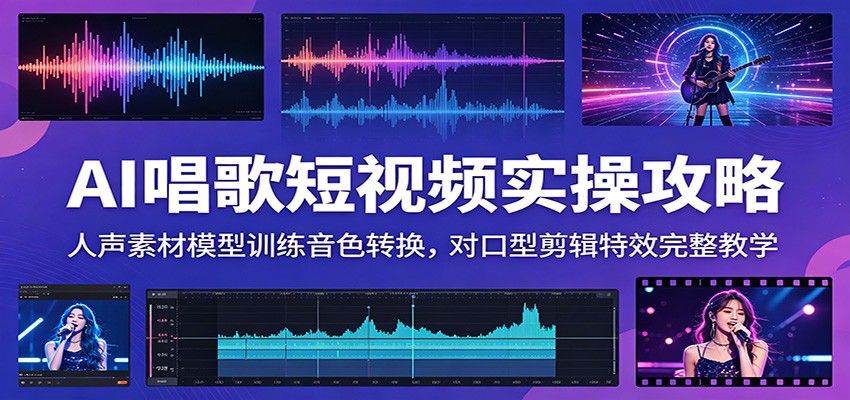 AI唱歌短视频实操攻略:人声素材模型训练音色转换,对口型剪辑特效完整教学-好运多多