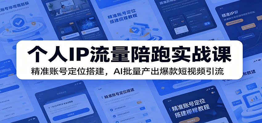 个人IP流量陪跑实战课:精准账号定位搭建,AI批量产出爆款短视频引流-好运多多