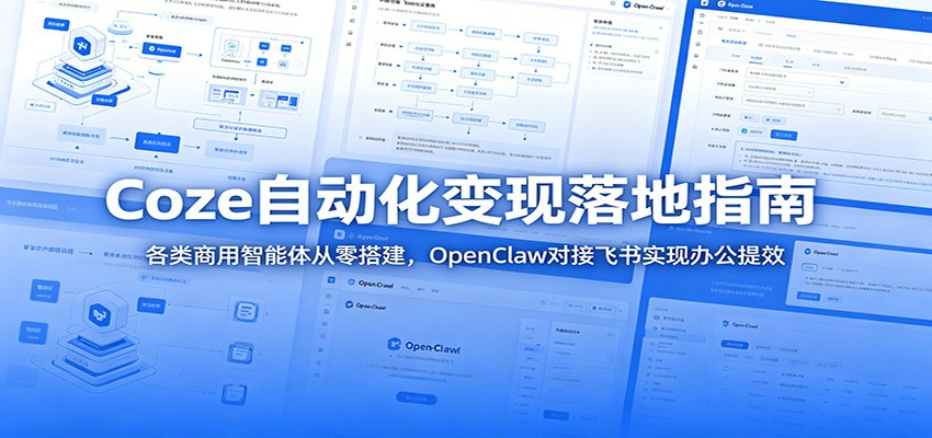 Coze自动化变现落地指南：各类商用智能体从零搭建，OpenClaw对接飞书实现办公提效-好运多多