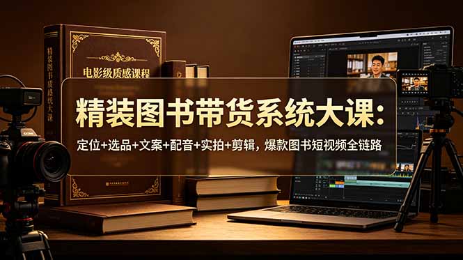 精装图书带货系统大课:定位+选品+文案+配音+实拍+剪辑,爆款图书短视频全链路-好运多多