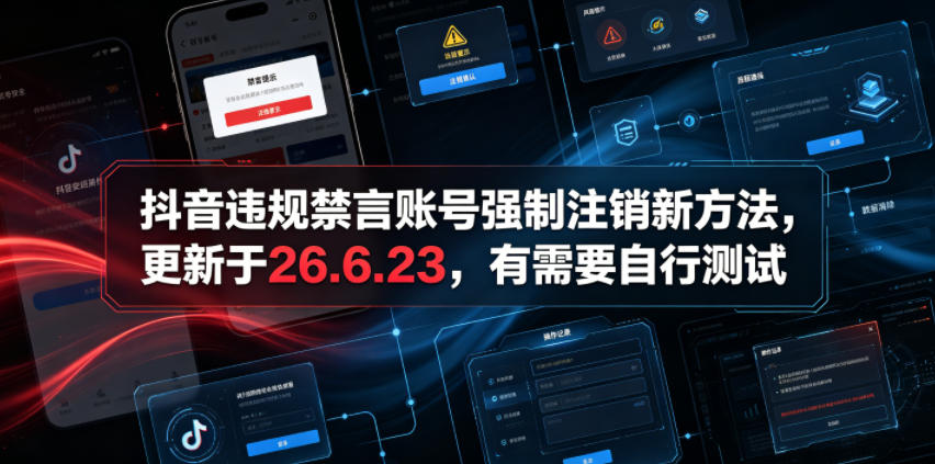 抖音违规禁言账号强制注销新方法，更新于26.6.23，有需要自行测试-好运多多