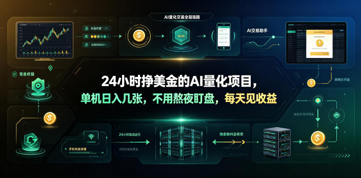 24小时挣美金的AI量化项目,单机日入几十美刀,不用熬夜盯盘,每天见收益【揭秘】-好运多多