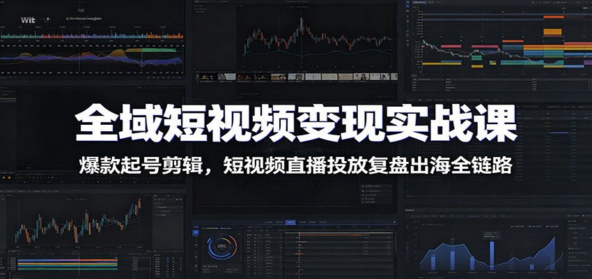 全域短视频变现实战课：爆款起号剪辑，短视频直播投放复盘出海全链路-好运多多