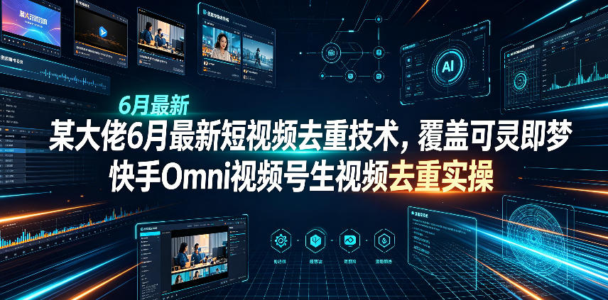 某大佬6月最新短视频去重技术，覆盖可灵即梦快手Omni视频号生视频去重实操-好运多多