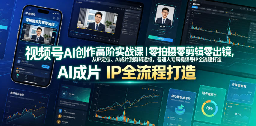 视频号AI创作高阶实战课｜零拍摄零剪辑零出镜，从IP定位、AI成片到剪辑运维，普通人专属视频号IP全流程打造-好运多多