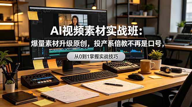 AI视频素材实战班：爆量素材升级原创，投产翻倍不再是口号，0-1系统教学实战落地-好运多多